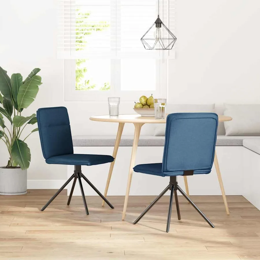 Chaises à manger lot de 2 bleu tissu - 2