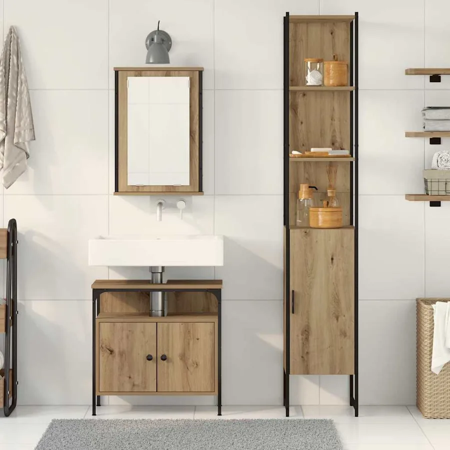 Ensemble de mobilier de salle de bain 3 pc Chêne artisanal - 4