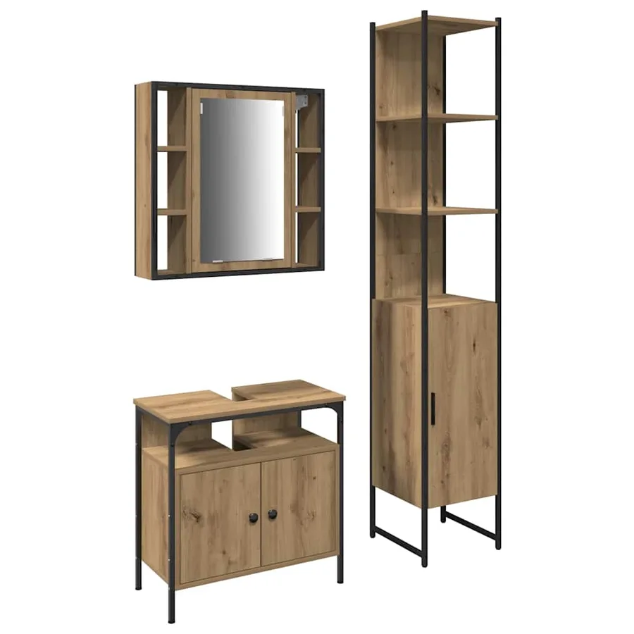 Ensemble de mobilier de salle de bain 3 pc Chêne artisanal - 2