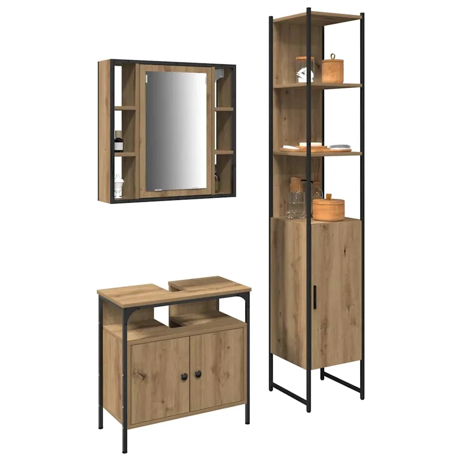 Ensemble de mobilier de salle de bain 3 pc Chêne artisanal - 3
