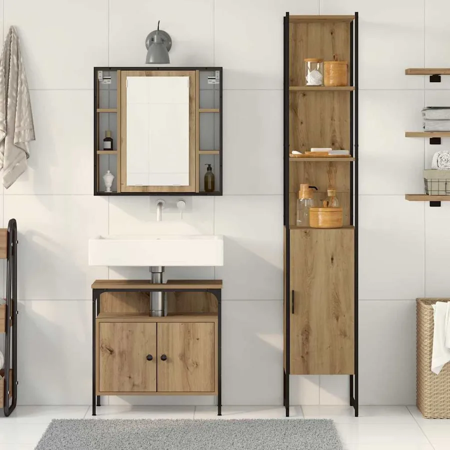 Ensemble de mobilier de salle de bain 3 pc Chêne artisanal - 4