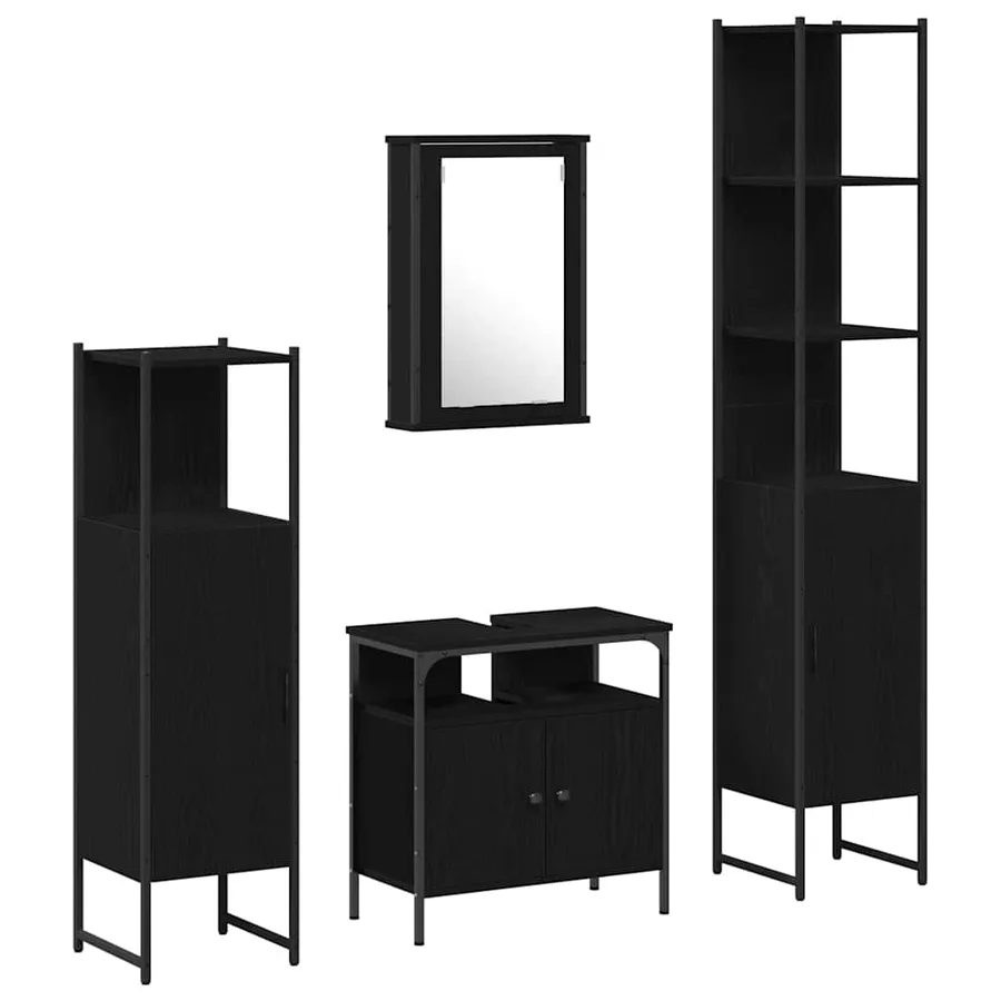Ensemble de mobilier de salle de bain 4 pcs Chêne noir - 2