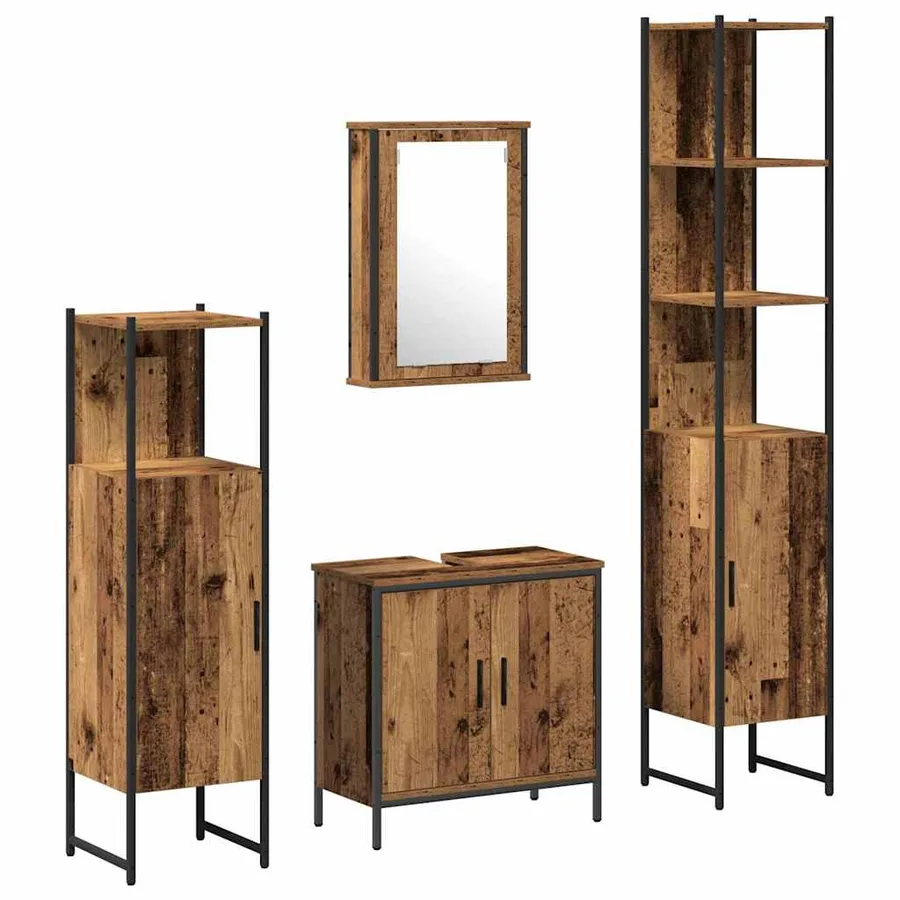 Ensemble de mobilier de salle de bain avec étagère 4 pcs Marron - 2