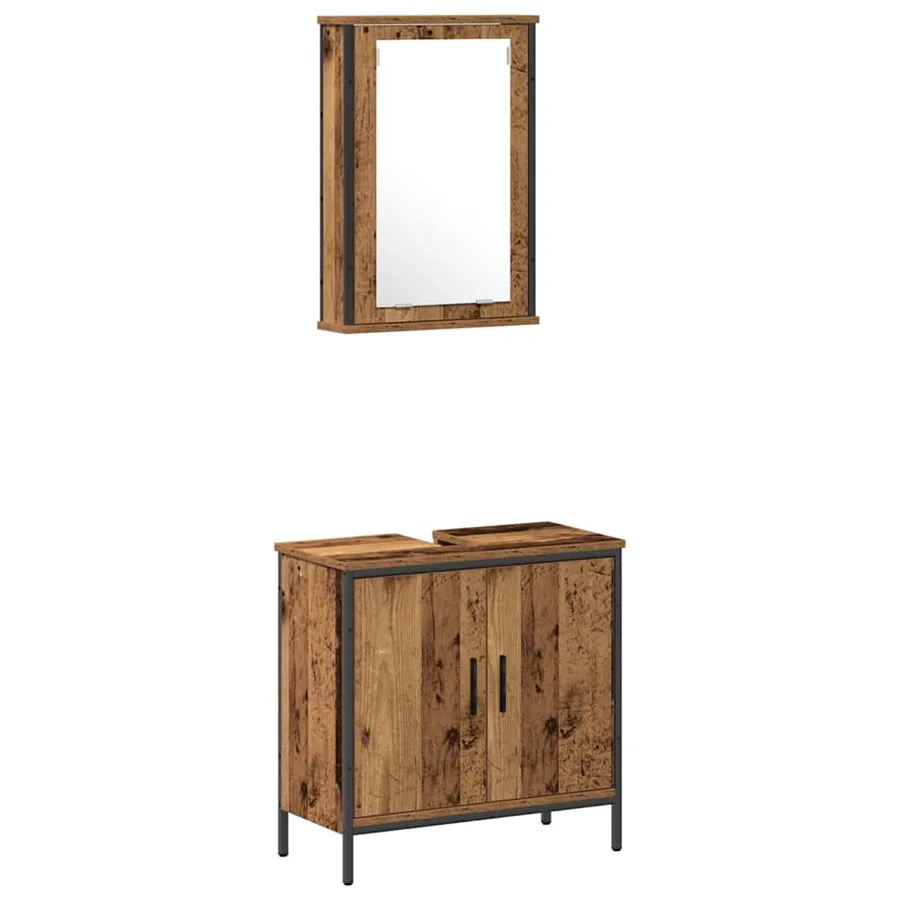 Ensemble de mobilier de salle de bain avec étagère 4 pcs Marron - 6