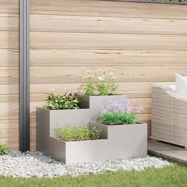 Cache-pot de jardin Argent 80 x 80 x 60 cm Acier inoxydable