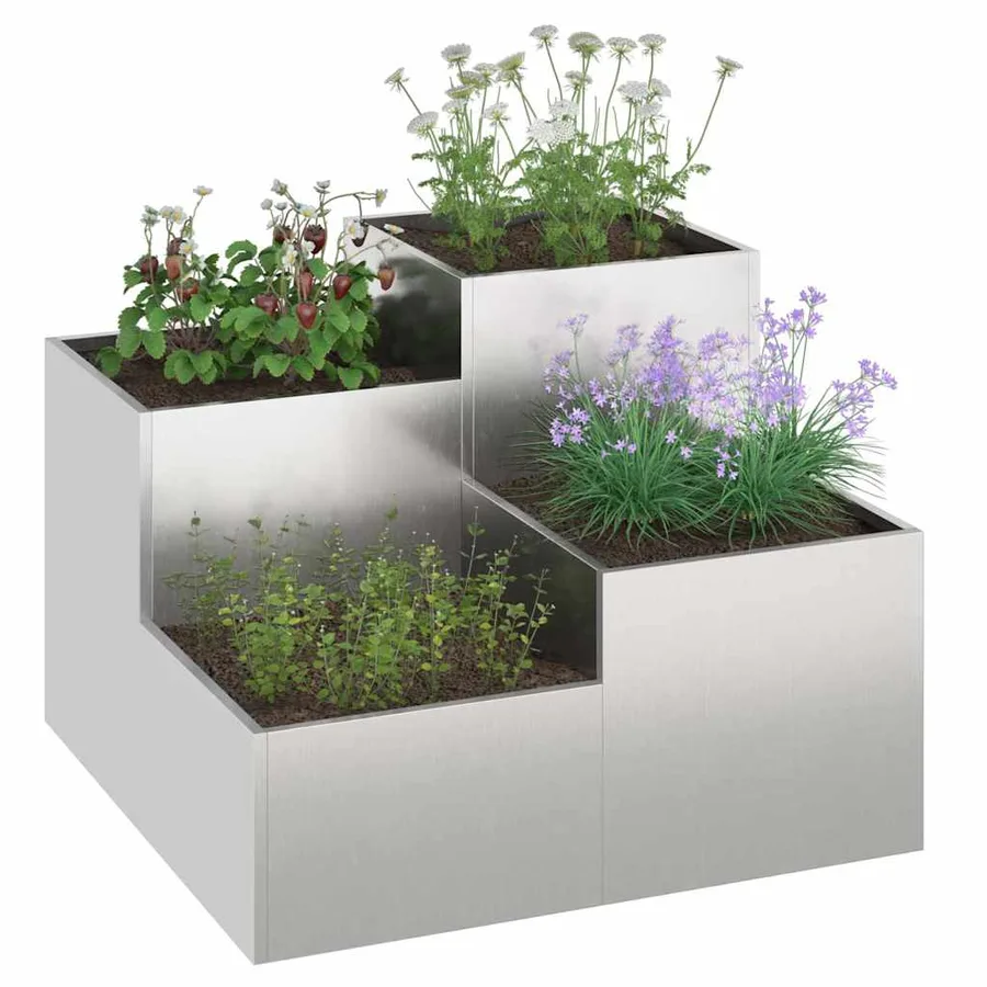 Cache-pot de jardin Argent 80 x 80 x 60 cm Acier inoxydable - 3