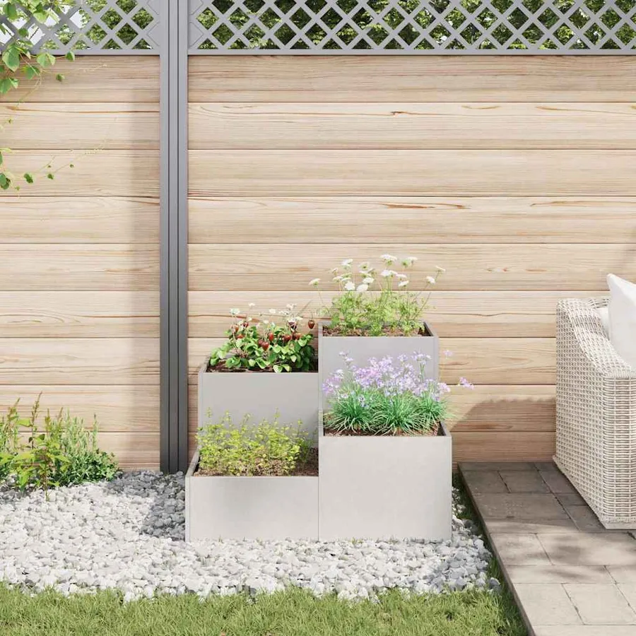Cache-pot de jardin Argent 80 x 80 x 60 cm Acier inoxydable - 4