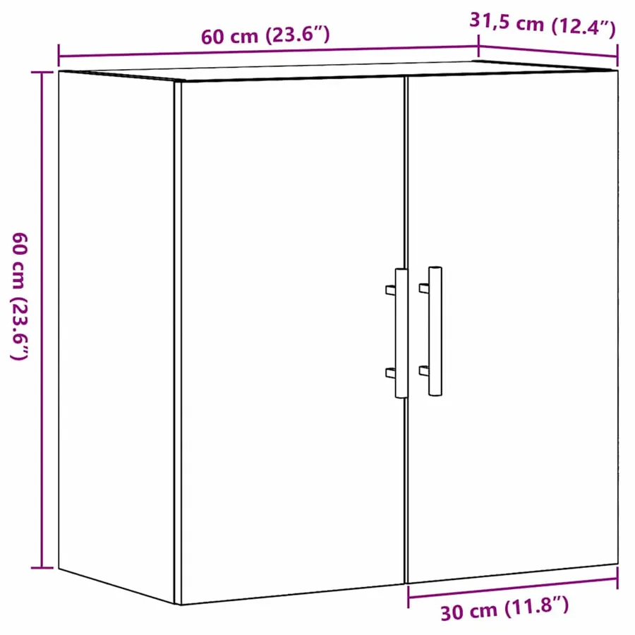 Meuble mural Bois Ancien 60 x 31,5 x 60 cm Bois d'ingénierie - 11