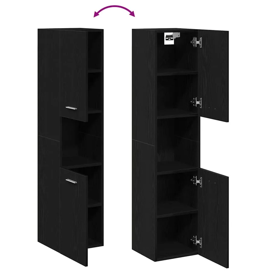 Cabinet de salle de bain avec porte Chêne noir 30 x 30 x 130 cm - 11
