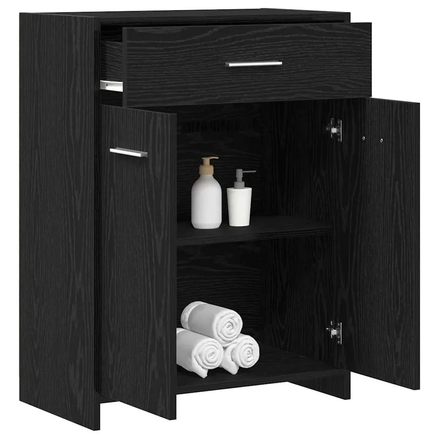 Cabinet de salle de bain avec tiroir Chêne noir 60 x 33 x 80 cm - 3