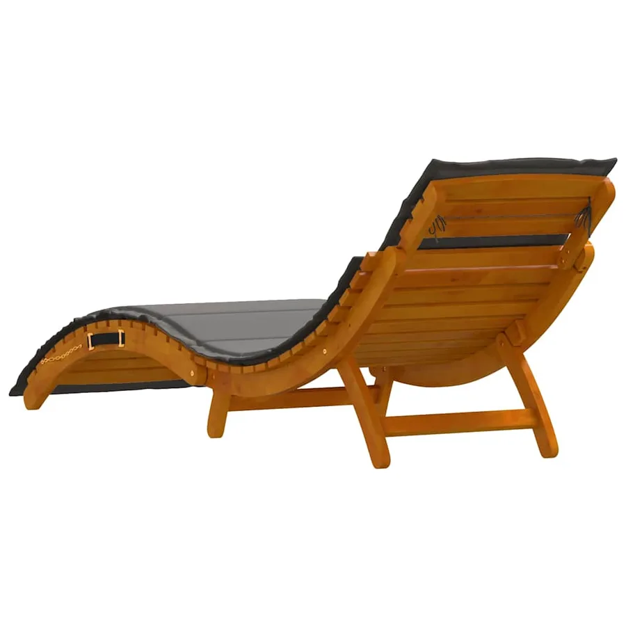 Transat avec coussin 2 pcs Gris Bois d'Acacia Massif - 5