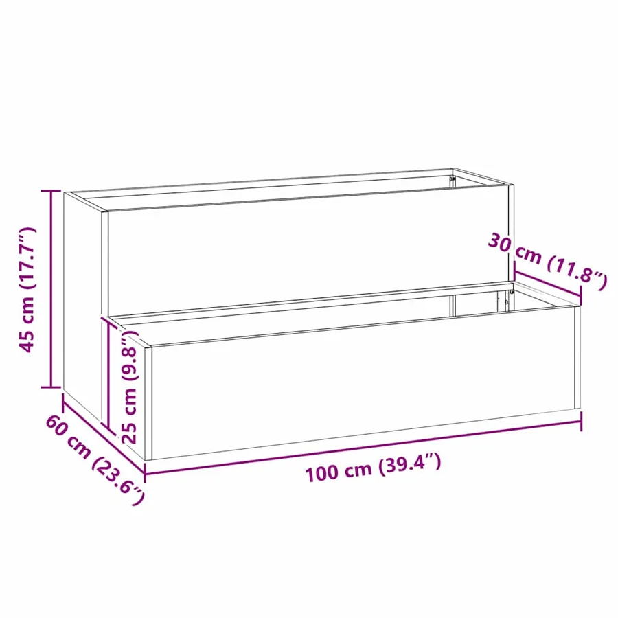 Cache-pot de jardin Anthracite 100 x 60 x 45 cm - 12