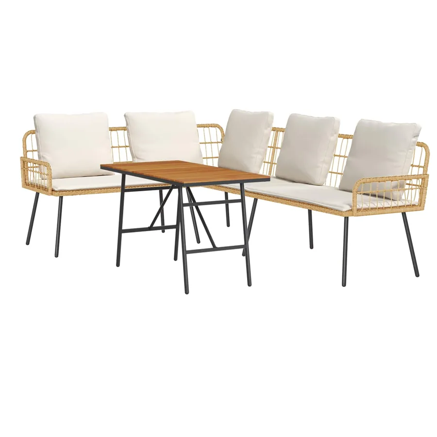 Ensemble de canapé de jardin 2 pcs Beige polyrotin
