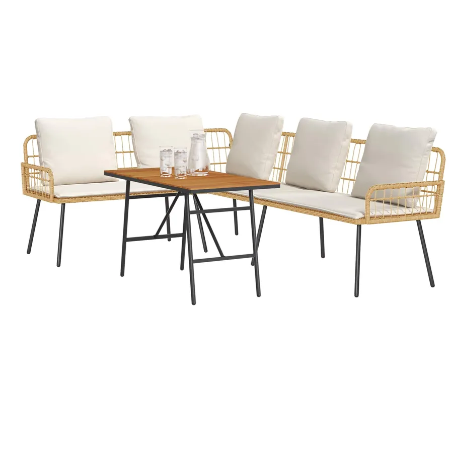 Ensemble de canapé de jardin 2 pcs Beige polyrotin - 2
