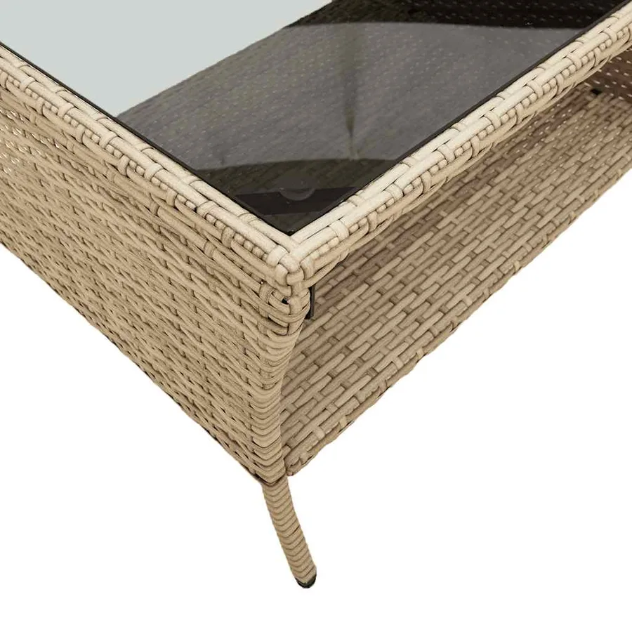 Ensemble de canapé de jardin 6 pcs avec coussins beige résine tressée - 10