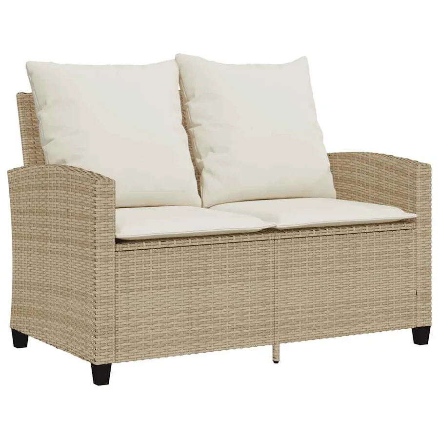 Ensemble de canapé de jardin 6 pcs avec coussins beige résine tressée - 5