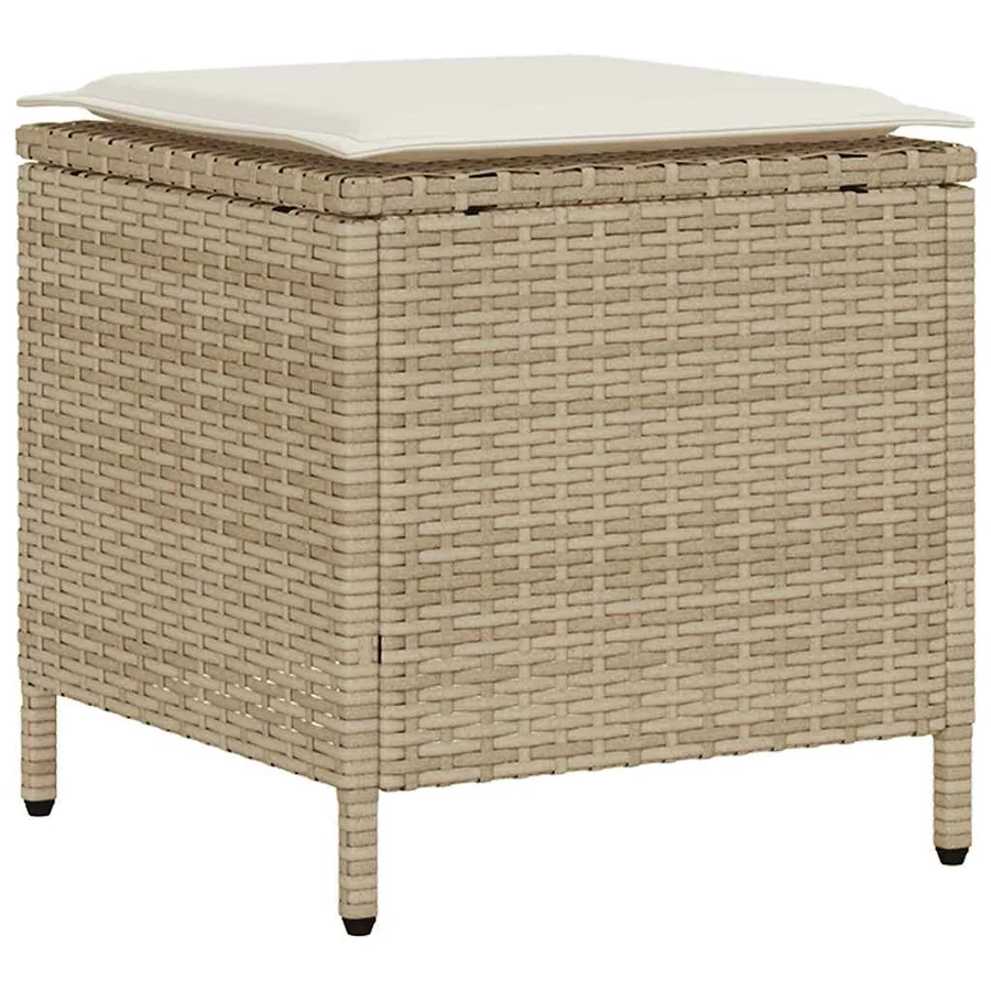 Ensemble de canapé de jardin 6 pcs avec coussins beige résine tressée - 8