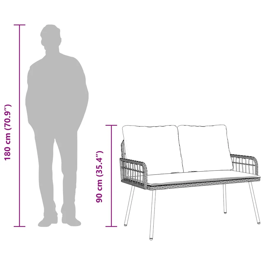 Ensemble de salle à manger pour jardin 2 pcs Naturel polyrotin - 6