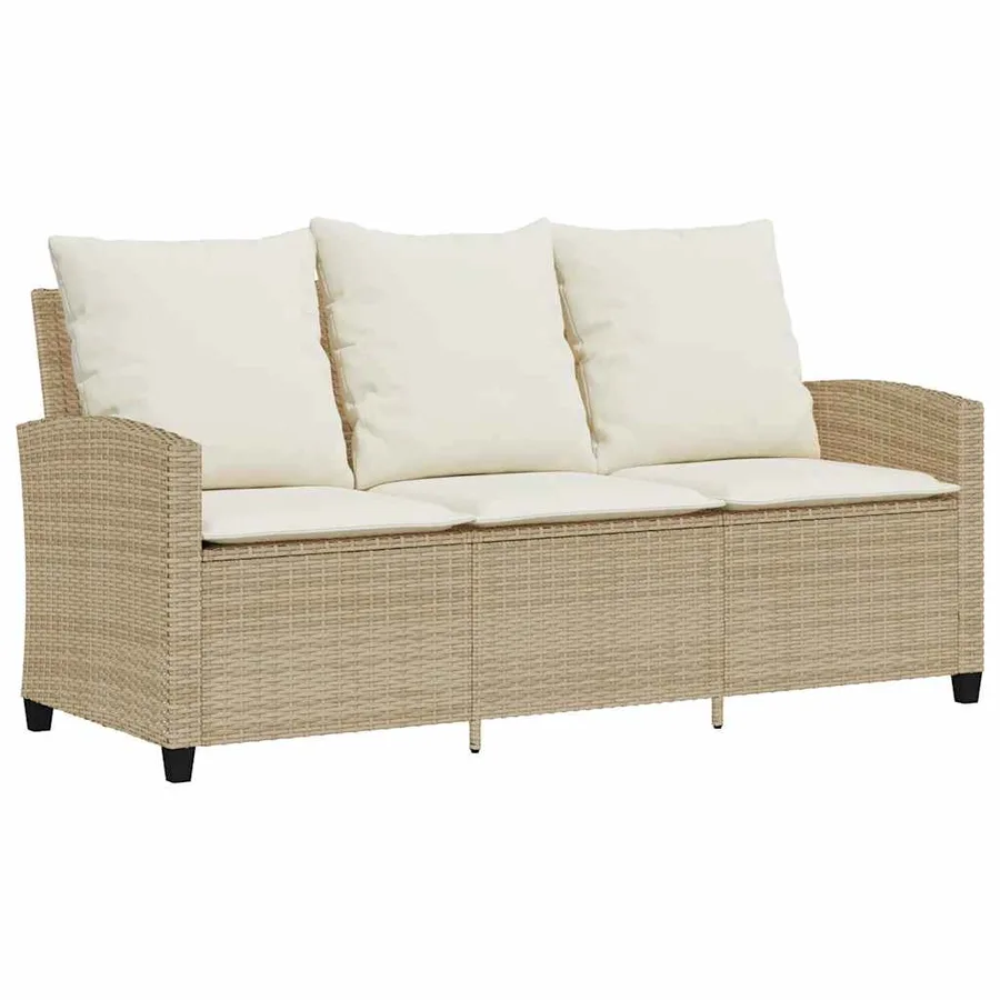 Ensemble de canapé de jardin 6 pcs avec coussins beige résine tressée - 5