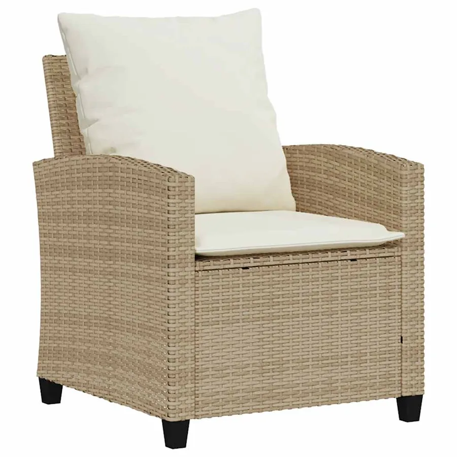 Ensemble de canapé de jardin 6 pcs avec coussins beige résine tressée - 6