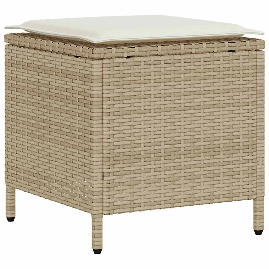 Ensemble de canapé de jardin 6 pcs avec coussins beige résine tressée - 8