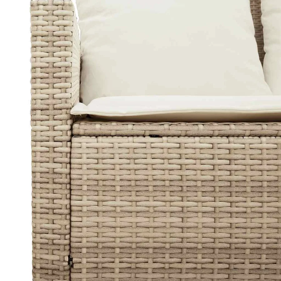 Ensemble de canapé de jardin 6 pcs avec coussins beige résine tressée - 9