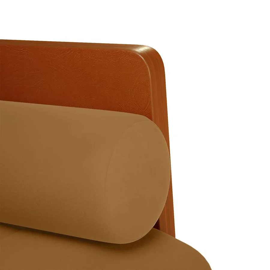 Canapé deux places avec coussins cylindriques velours marron 110 cm - 6