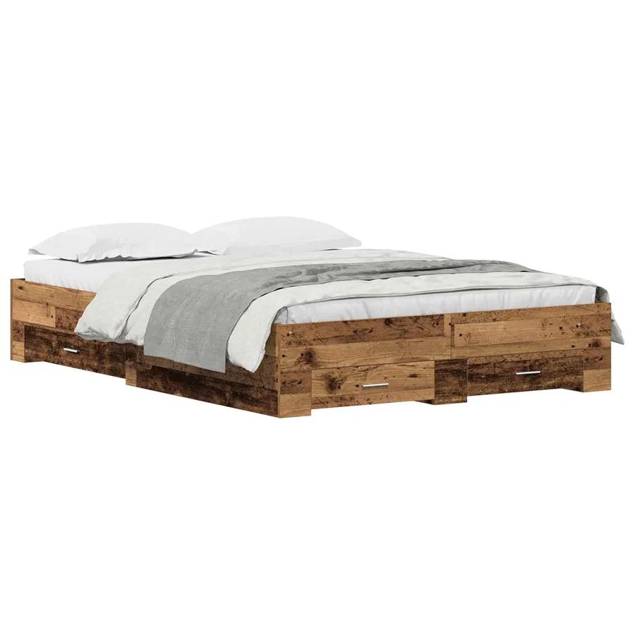 Cadre de lit Bois Ancien 140 x 190 cm Bois d'ingénierie - 2