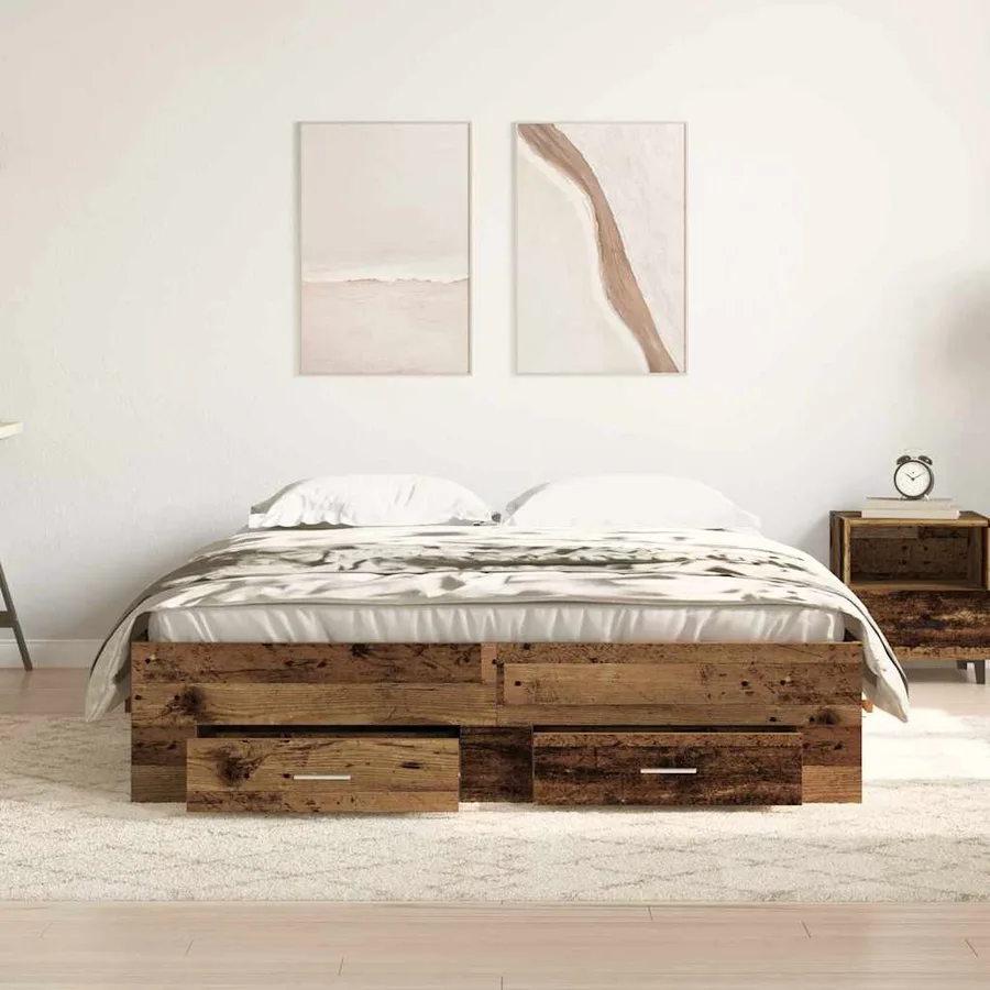 Cadre de lit Bois Ancien 140 x 190 cm Bois d'ingénierie - 3