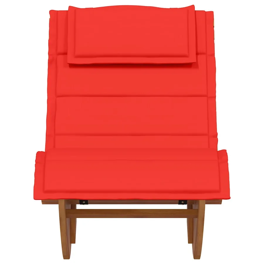 Chaise longue à bascule avec coussin en bois massif d'acacia - 4