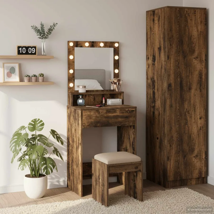 Table de Toilette Chêne fumé 50 x 41 x 135 cm Bois d'ingénierie