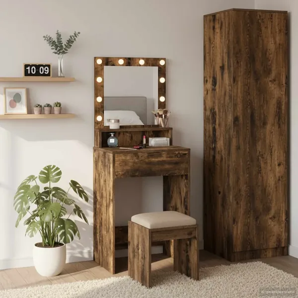 Table de Toilette Chêne fumé 50 x 41 x 135 cm Bois d'ingénierie