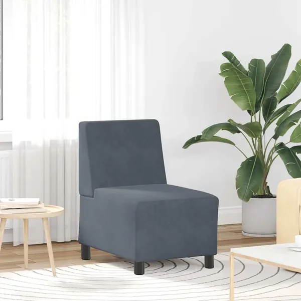 Canapé modulaire sans accoudoirs Gris foncé 55 cm Velours