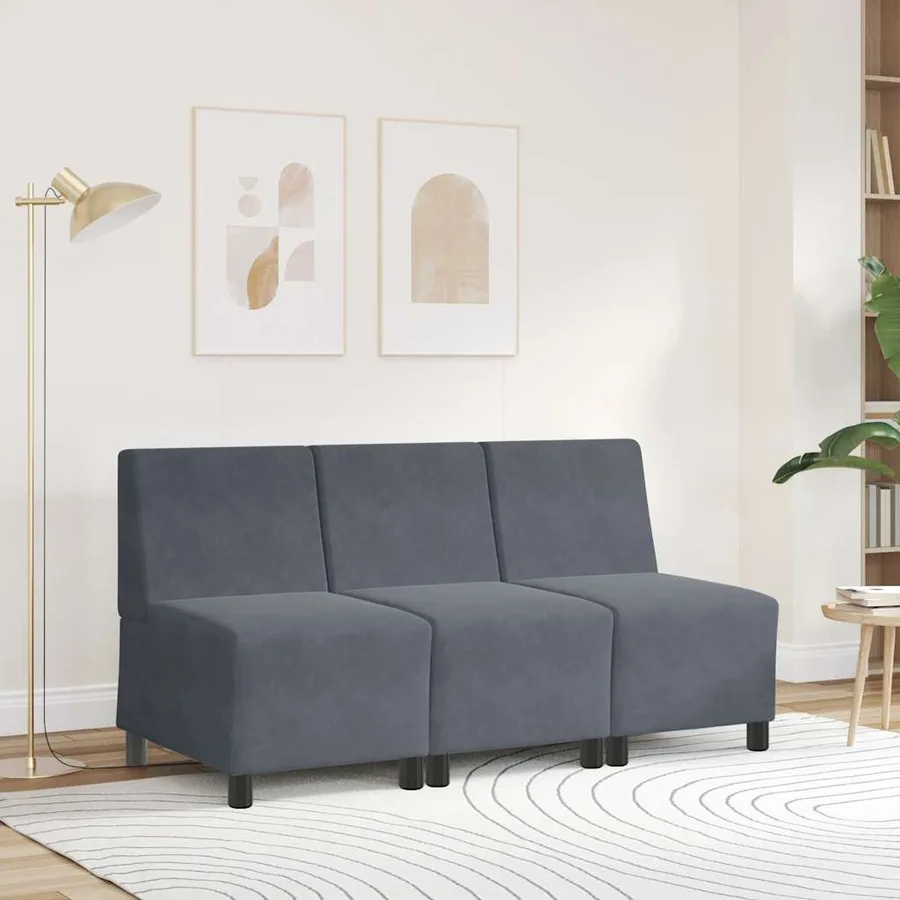 Canapé modulaire sans accoudoirs Gris foncé 55 cm Velours - 3