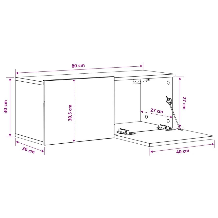 Meuble TV 2 pcs Chêne noir 80 x 30 x 30 cm Bois d'ingénierie - 13