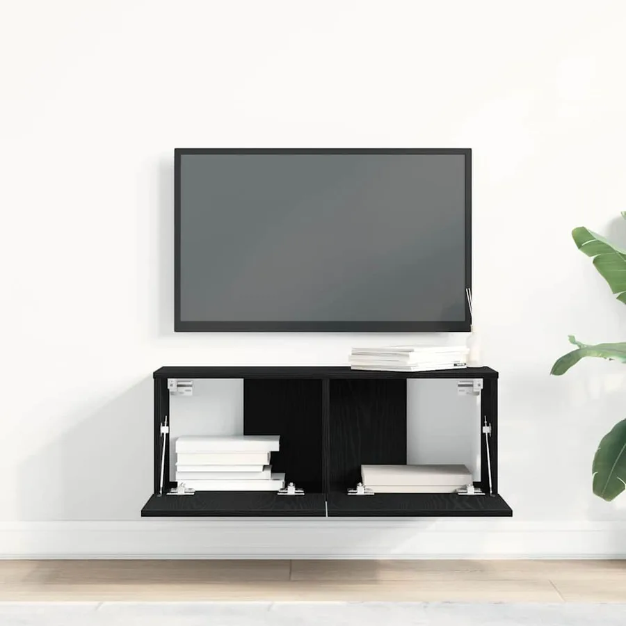 Meuble TV 2 pcs Chêne noir 80 x 30 x 30 cm Bois d'ingénierie - 4