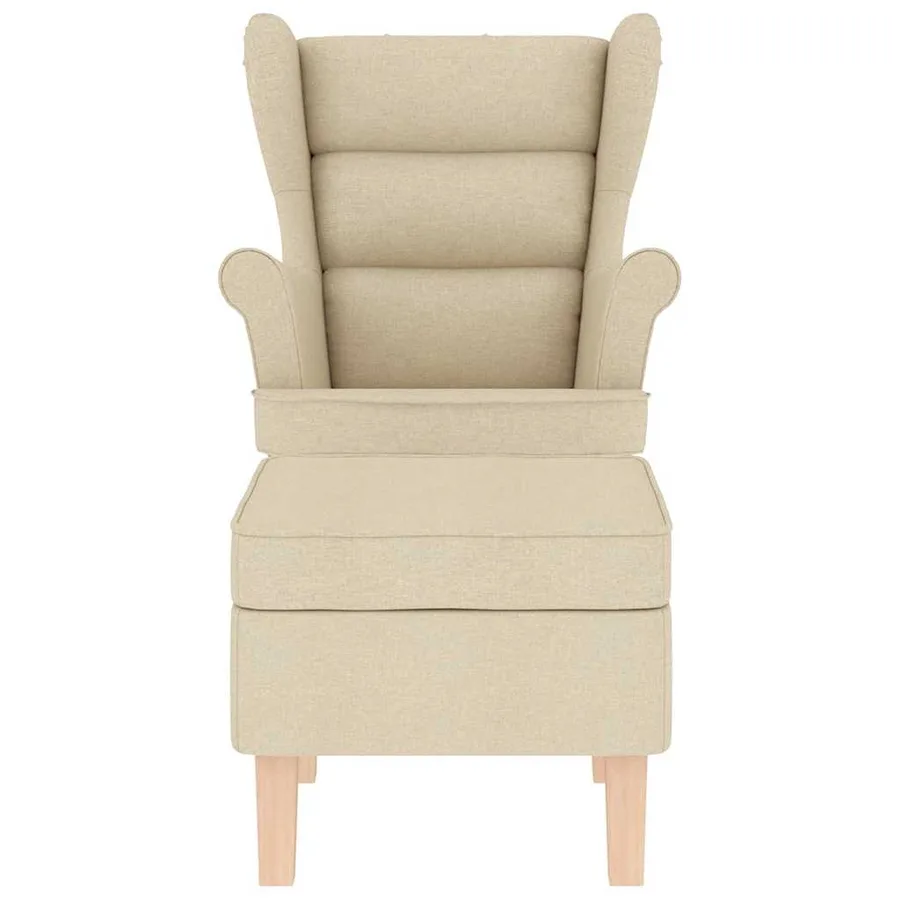 Chaise à bascule avec repose-pied Crème Tissu - 4