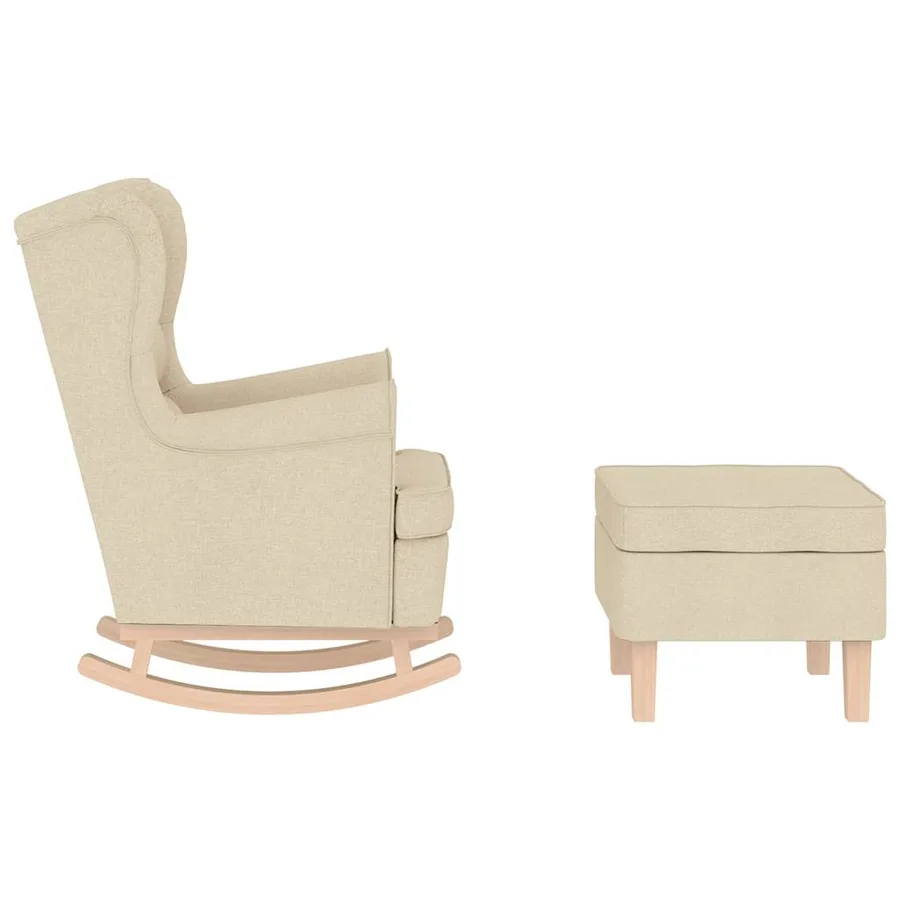 Chaise à bascule avec repose-pied Crème Tissu - 5