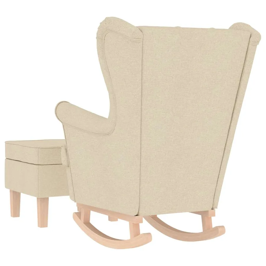 Chaise à bascule avec repose-pied Crème Tissu - 6