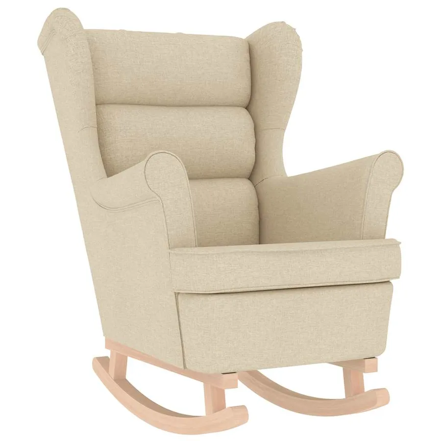Chaise à bascule avec repose-pied Crème Tissu - 7