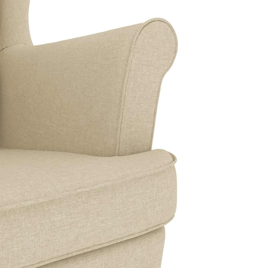 Chaise à bascule avec repose-pied Crème Tissu - 9