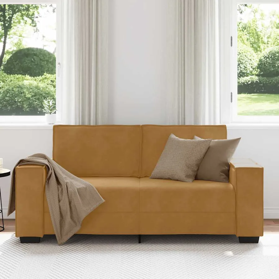 Canapé 2 places marron 180x78x84 cm velours - 3