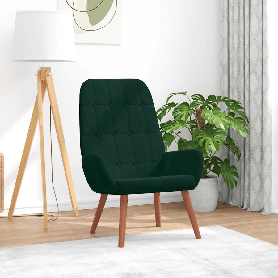 Fauteuil relaxant velours vert foncé