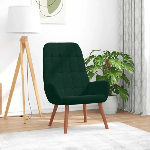 Fauteuil relaxant velours vert foncé