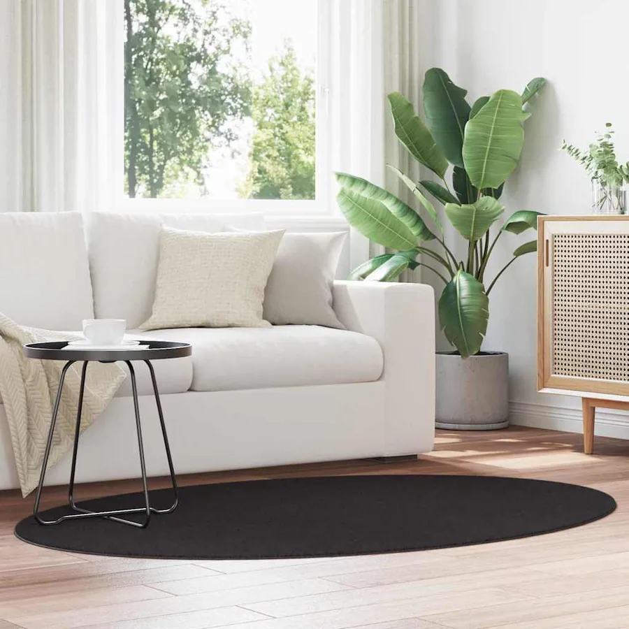 Tapis de surface ovale HUARTE Noir 120 x 170 cm 100% Polyester
