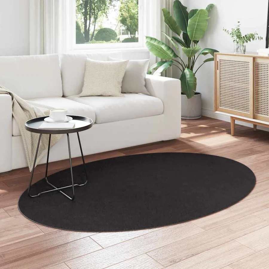 Tapis de surface ovale HUARTE Noir 120 x 170 cm 100% Polyester - 3