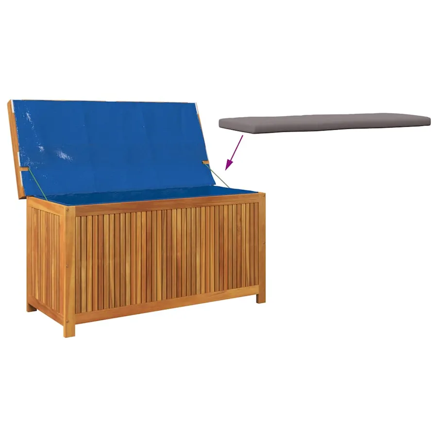 Boîte à coussins d'extérieur 113x50x60,5cm bois massif d'acacia - 8