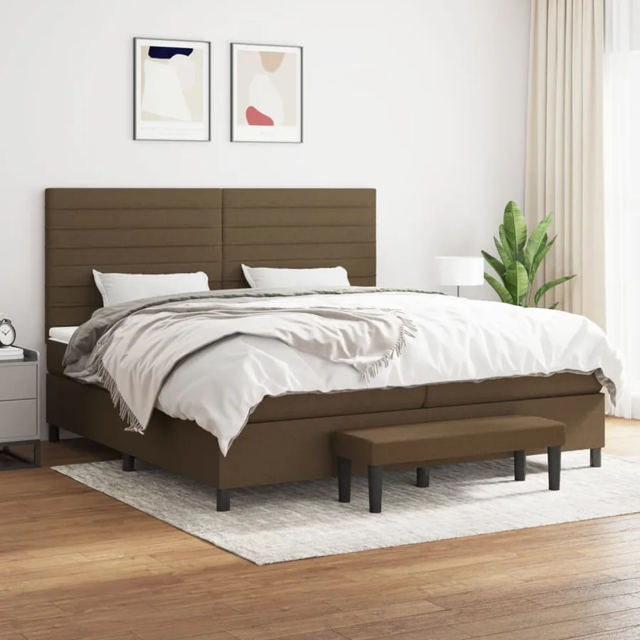 Sommier à lattes de lit avec matelas Marron foncé 200x200 cm