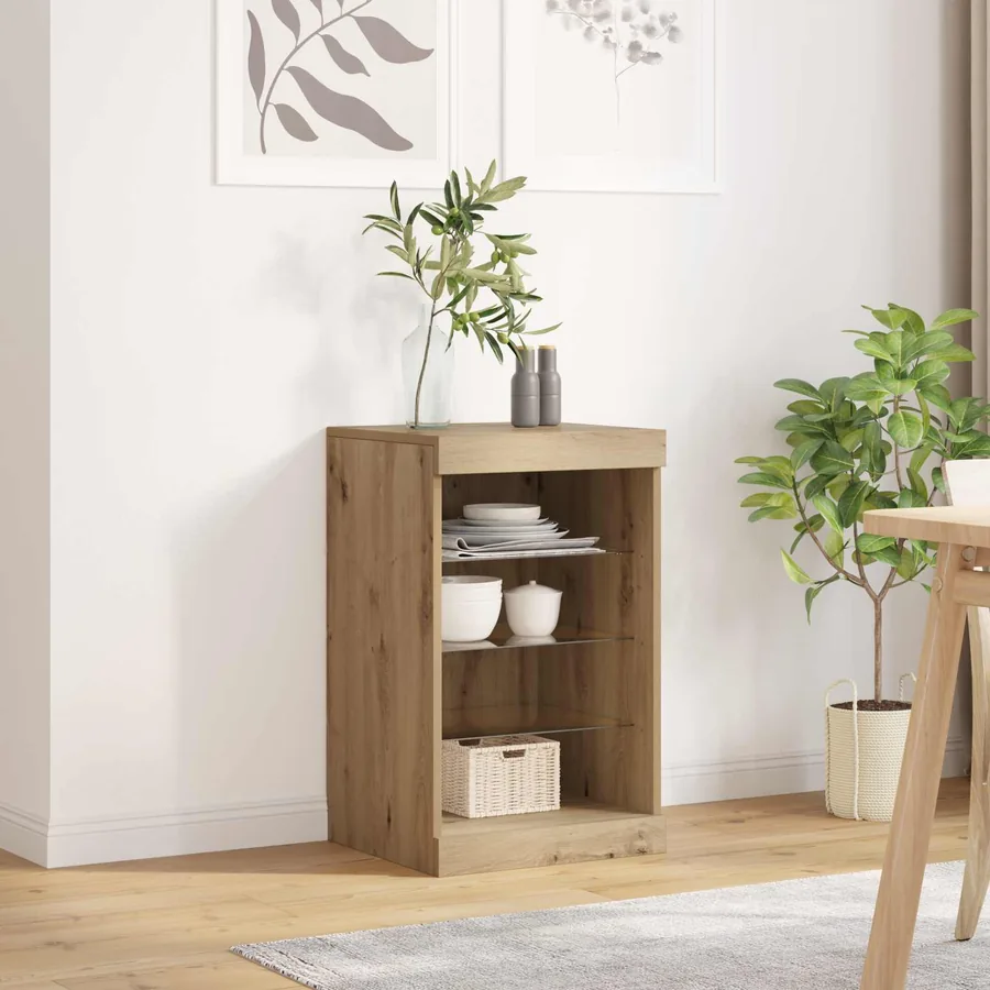 Buffet LED Chêne artisanal 41 x 37 x 67 cm Bois d'ingénierie