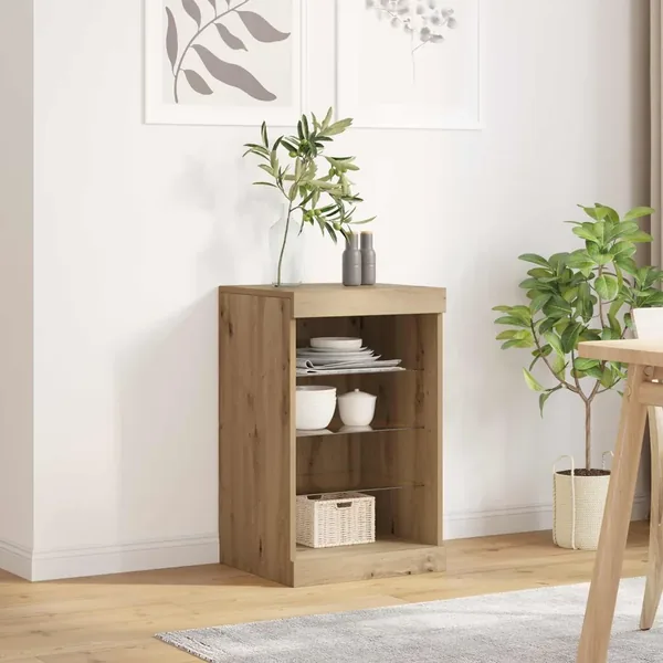 Buffet LED Chêne artisanal 41 x 37 x 67 cm Bois d'ingénierie